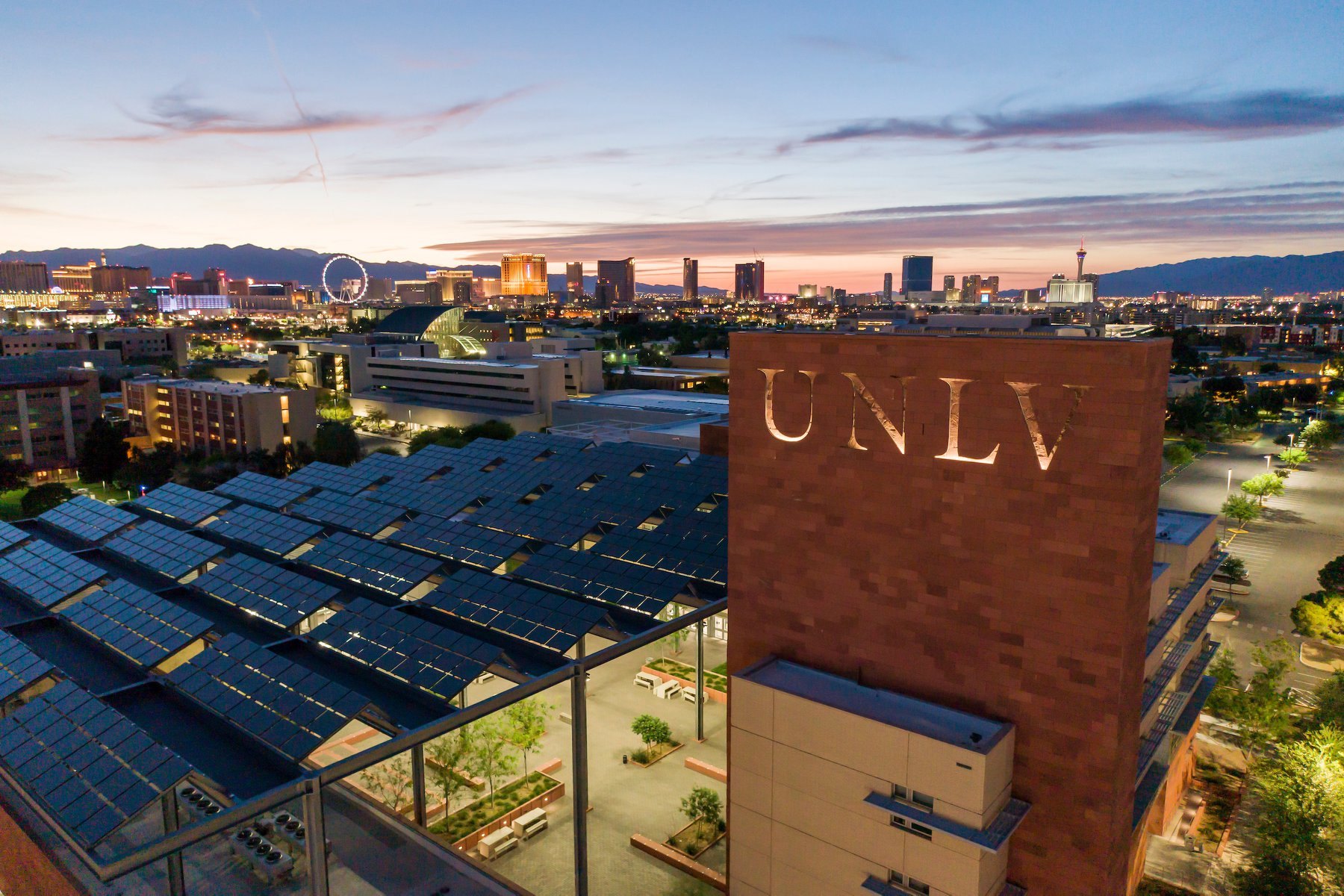 UNLV with the Las Vegas skyline